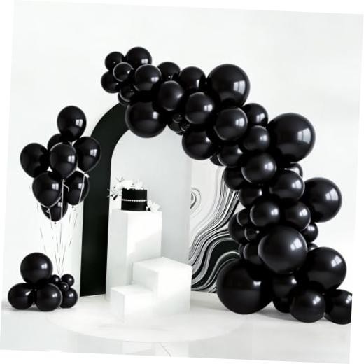 154 PCS of Balloons in Different Sizes (18, 12, 10, 5inches) for Garland Black