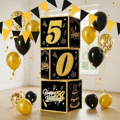 Complete 50th Birthday Decorations Set: Elegant Black Gold Theme Supplies