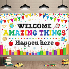 Welcome Back to School Banner Decoration Back to School Backdrop Motivational Cl