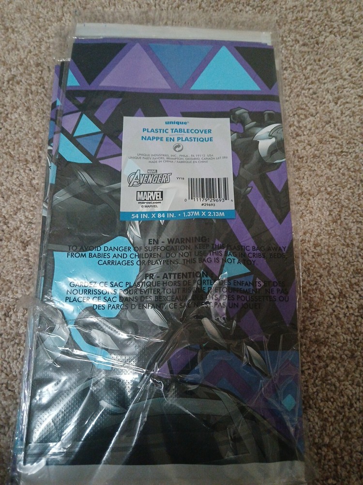 5 Pk -Marvel Avengers Black Panther 54”x 84” Plastic Tablecover – Birthday/Party
