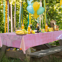 1 Piece Pink Iridescent Party Decorations 40″ X 108″ Holographic Tablecloth Vale