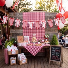 2 Sets Special Delivery Baby Shower Banner Decorations Red Gingham Pizza Baby…