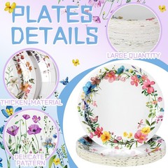 96 Pcs Spring Wildflower Paper Plates Disposable 7 Inch Floral Dinner Plates …