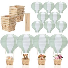 8 Sets Sage Green Hot Balloons Decorations Baby Shower Table Centerpieces 11….