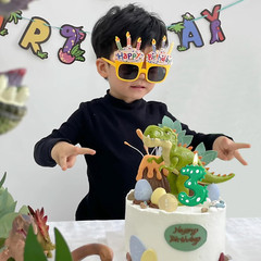 Green Number 4 Dinosaur Candle for Boy Birthday Party Decorations, 4Th Birthday