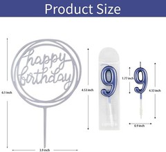 10-Pieces Number Birthday Candles – Candles, 0-9 Glitter Blue