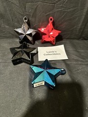 Star Shaped Balloon Weights 5.5oz ea lot of 4 – 2 Black, One Red, One Blue Party