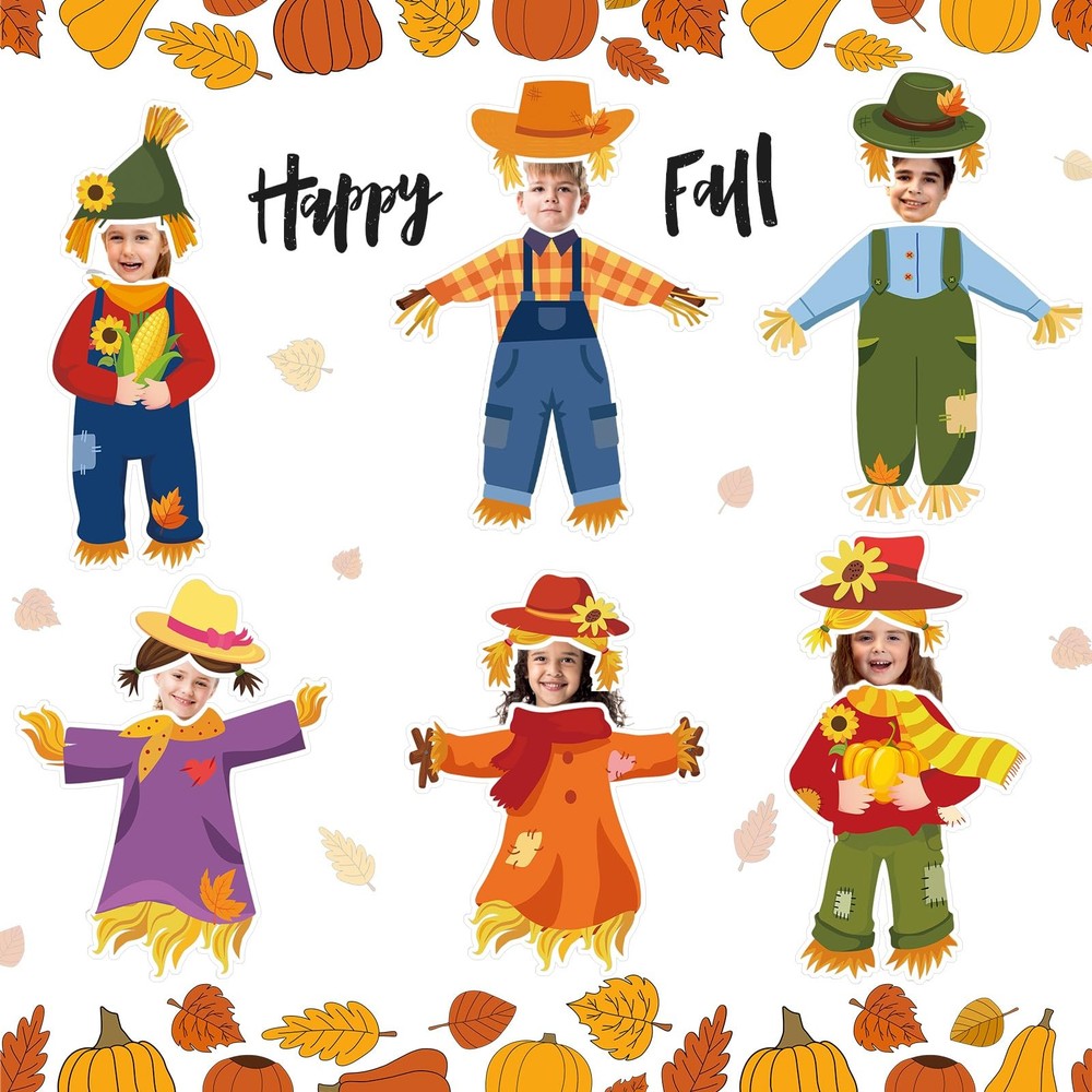 48 PCS Fall Scarecrow Bulletin Board Photo Cutout Paper Shapes 100 Glue Points