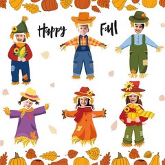 48 PCS Fall Scarecrow Bulletin Board Photo Cutout Paper Shapes 100 Glue Points