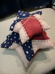 3 different partiot quitled stars great for July decorations and year round