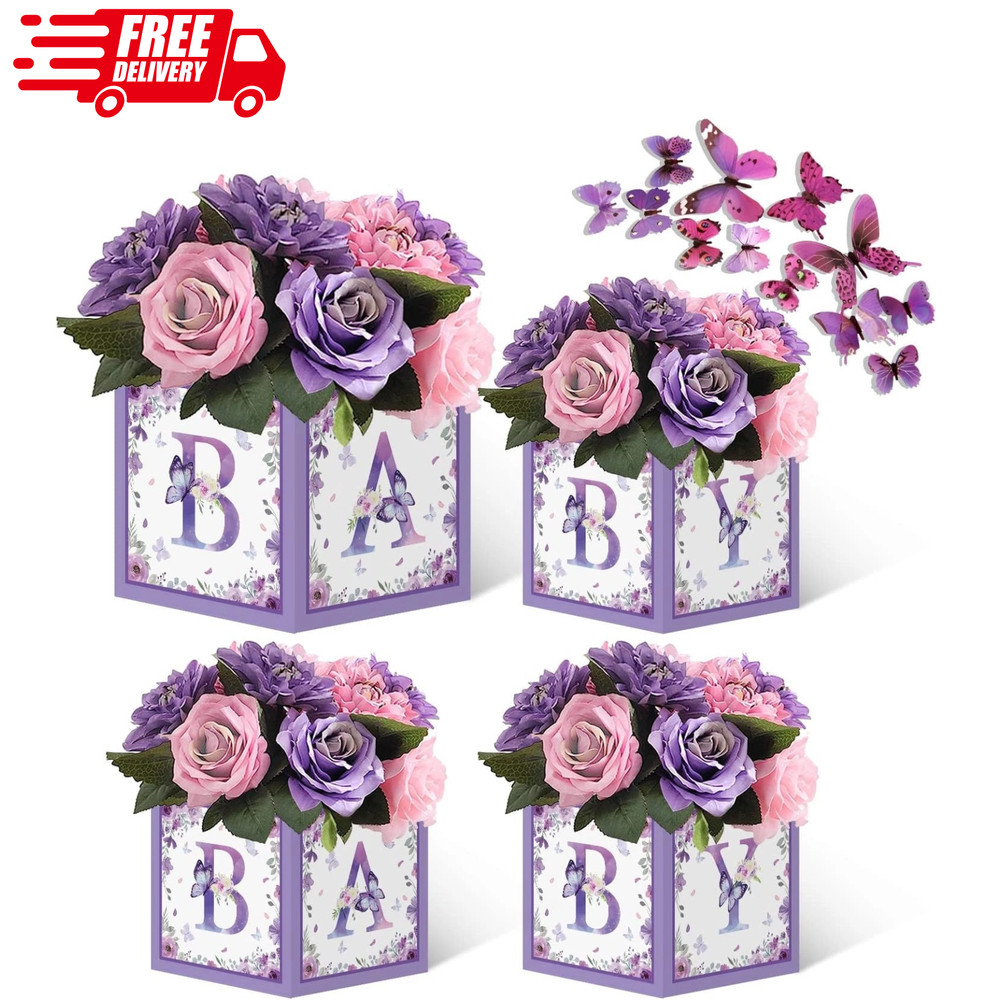 Sage Purple Baby Shower Boxes 4pcs Sage Green Gender Reveal Party Supplies Sage
