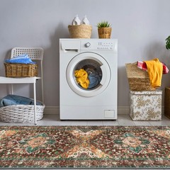 Yamaziot Washable Runner Rug, 2×6 Non-Slip Boho 2′ x 6′, Rust/Dull Teal