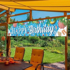 Large Happy Birthday Pool Party Banner – Summer Themed Decorations for Pool Part