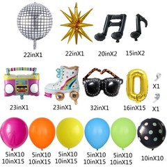 80s 90s Disco Theme Party Decorations, 161Pcs Rainbow Balloon Arch Garland Kit w
