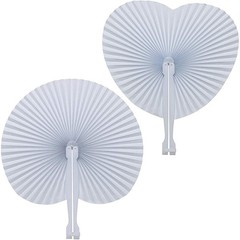 100pcs White Folding Fans Round Heart Shape Party Decorations DIY Supplies New