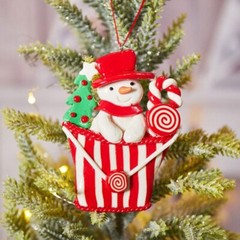 Christmas Soft Pottery Pendant Santa ChristmasTree Ornament