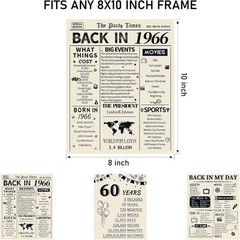 Retro 60th Birthday Decorations: 3 Vintage Posters Celebrating 1966 Memories