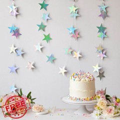 Eeatour Iridescent Shining Star Hanging Garland 40ft