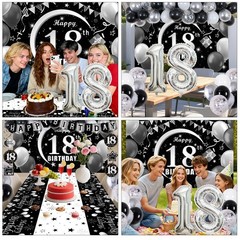 18th Decorations for Boys, Black White Happy 18th Decorations for Boy, 18 Yea…