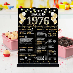 50Th Birthday Decorations Gift for Women Men, Black Gold Back in 1976 Poster Acr