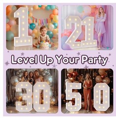 Light Up Numbers 4FT Light Up Sign Marquee Numbers 4 Feet Tall, Large Number 16