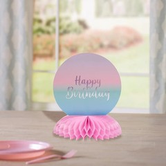 Fun Express Pastel Dip Dye Happy Birthday Party Honeycomb Centerpiece, 7 1/2″ x