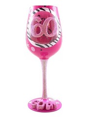 Top Shelf Pink 60th Birthday Wine Glass And Wine Stopper Set