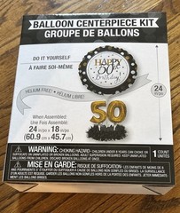 Happy 50th Birthday Balloon Centerpiece Kit 18″ Top 6″ Base Fifty Birthday Decor