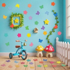 27 PCS Flowers Butterflies Cutouts Paper Set Decoration DIY Craft 9 Colors