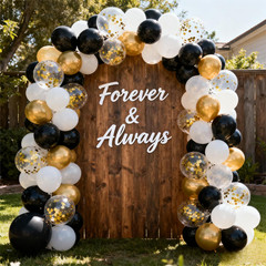 Black White Gold Confetti Balloons Garland Kit, 66Pcs 12 Inch Latex Party Balloo