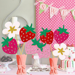 Strawberry Centerpiece Sticks Glitter Strawberry Party Decorations 12Pcs Centerp