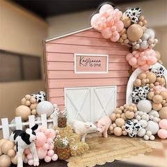 Cow Print Balloons, 60PCS Pastel Pink Cow Print Latex Balloons, Pink Cream Be…