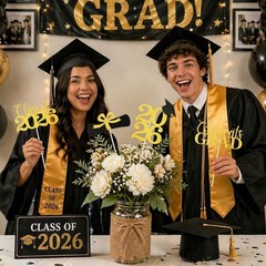 Graduation Decorations 2026 Table Centerpieces 20PCS Black Gold Confetti