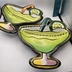 Margarita/Tiki Party 2 clay bowls, Packages of Unused Decor Fun & Good Deal!