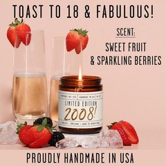Elegant 18th Birthday Candle Gift – 9oz Soy Wax with Sparkling Berries Scent