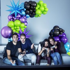 Blue Purple Balloon Garland Arch Kit, 104 PCS Metallic Purple Blue Black and …