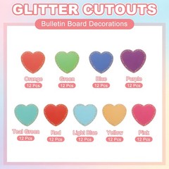 108Pcs Glitter Heart Shaped Cutouts, 3.5″ Confetti Cutouts Paper Cuts, 9 Colors