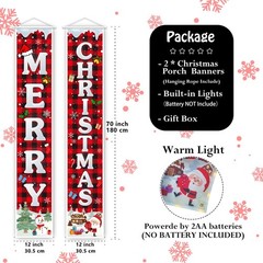 Merry Christmas Decorations Banner W String Lights Xmas Porch Welcome Sign