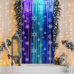 Snowflake Party Decorations 2 Pack Winter Ice Birthday Party Supplies 3.3X6.6Ft
