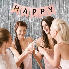 Stunning 2 Piece Silver Foil Fringe Curtains for Birthday & Holiday Celebrations