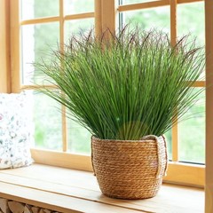 LUZOGA 12Pcs Artificial Grass Plants, Faux Shrubs Wheat 12Pcs, Green Red Tail