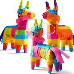 3 pcs Mini Donkey Pinatas 7″x5.5″ Cinco De Mayo Rainbow Color for Fun Fiesta Tac
