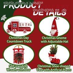 Christmas Decorations 8 PCS Tiered Tray Decor Set, Cute Tabletop Christmas De…