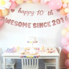 Rose Gold Birthday Party Decorations for Girls – Glittery Happy Birthday 10th