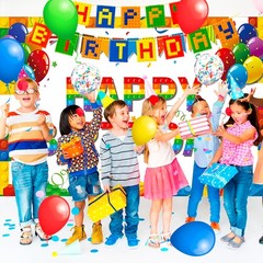 Building Blocks Party Decorations Lego Birthday Tableware Set Backdrop Balloons
