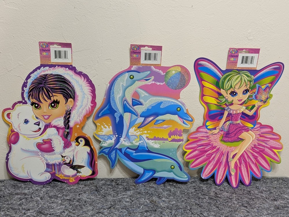 Lisa Frank Vintage Character Cutouts Set of THREE – Dolphin Fairy Eskimo 14″ NEW