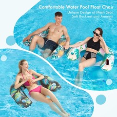 4 Pack Pool Floats Adult,Pool Floaties for Adults with Two Cup Holders Inflat…