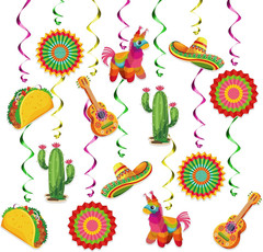 24PCS Mexican Fiesta Decorations for Taco Tuesday Birthday Party Supplies Cinco