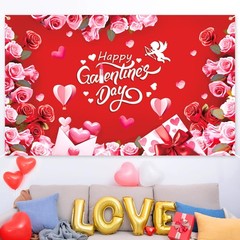 Large 71 X 43 Inch Happy Galentines Day Backdrop Banner, Red Pink Galentines Day