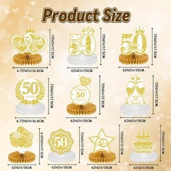 10 Pcs 50Th Anniversary Decorations, 50Th Wedding Anniversary Decorations 50Th A